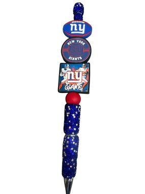 NY Giants-Themed Beaded Pen With Glitter Accents & Team Logos For Fans & Collect